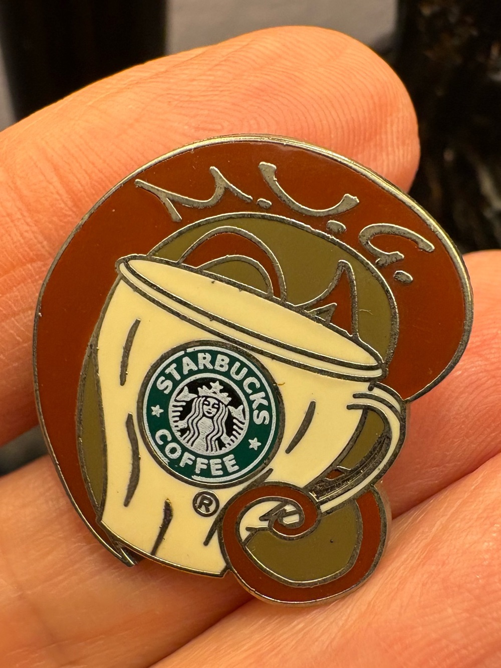 Starbucks MUG Employee Award Pin Cream & Brown Coffee Cup Pin  🧜🏼‍♀️